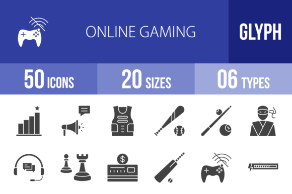50 Online Gaming Glyph Icons: Graphics & Icons Review