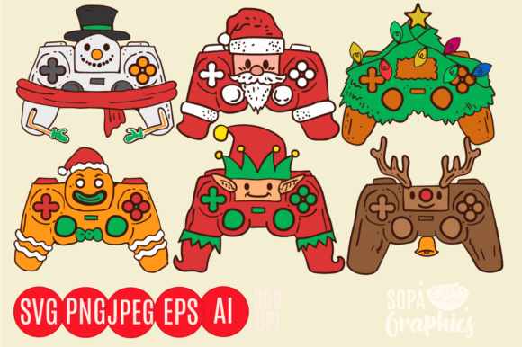 Christmas Gamer Controller: Graphics & Illustrations