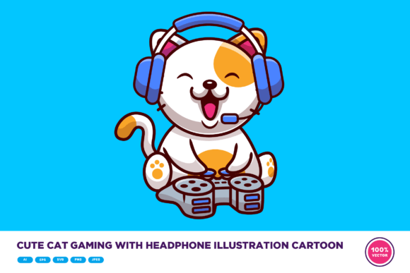Cute Cat Gaming Graphics: Crafting with Adorable Illustrations