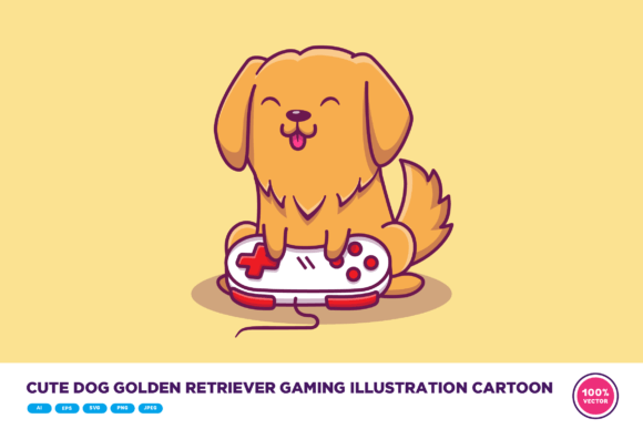 Cute Dog Golden Retriever Gaming Graphics and Illustrations