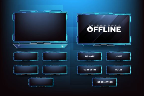 Futuristic Gaming Screen Panel Vector for Graphics