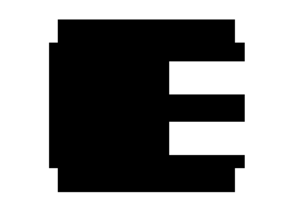 Review: Mono Blocky Bitmap Letter E for Retro Embroidery