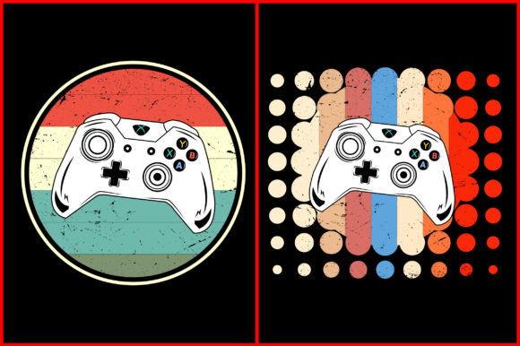 Vintage Retro Sunset Gaming Controller Graphics & Illustrations
